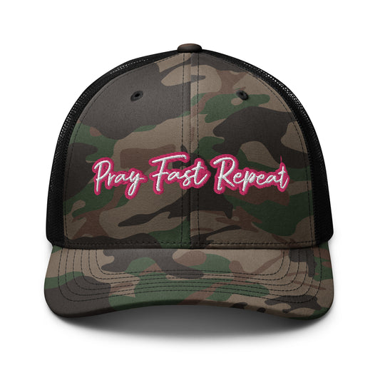 Pray Fast Repeat Camouflage Trucker Hat