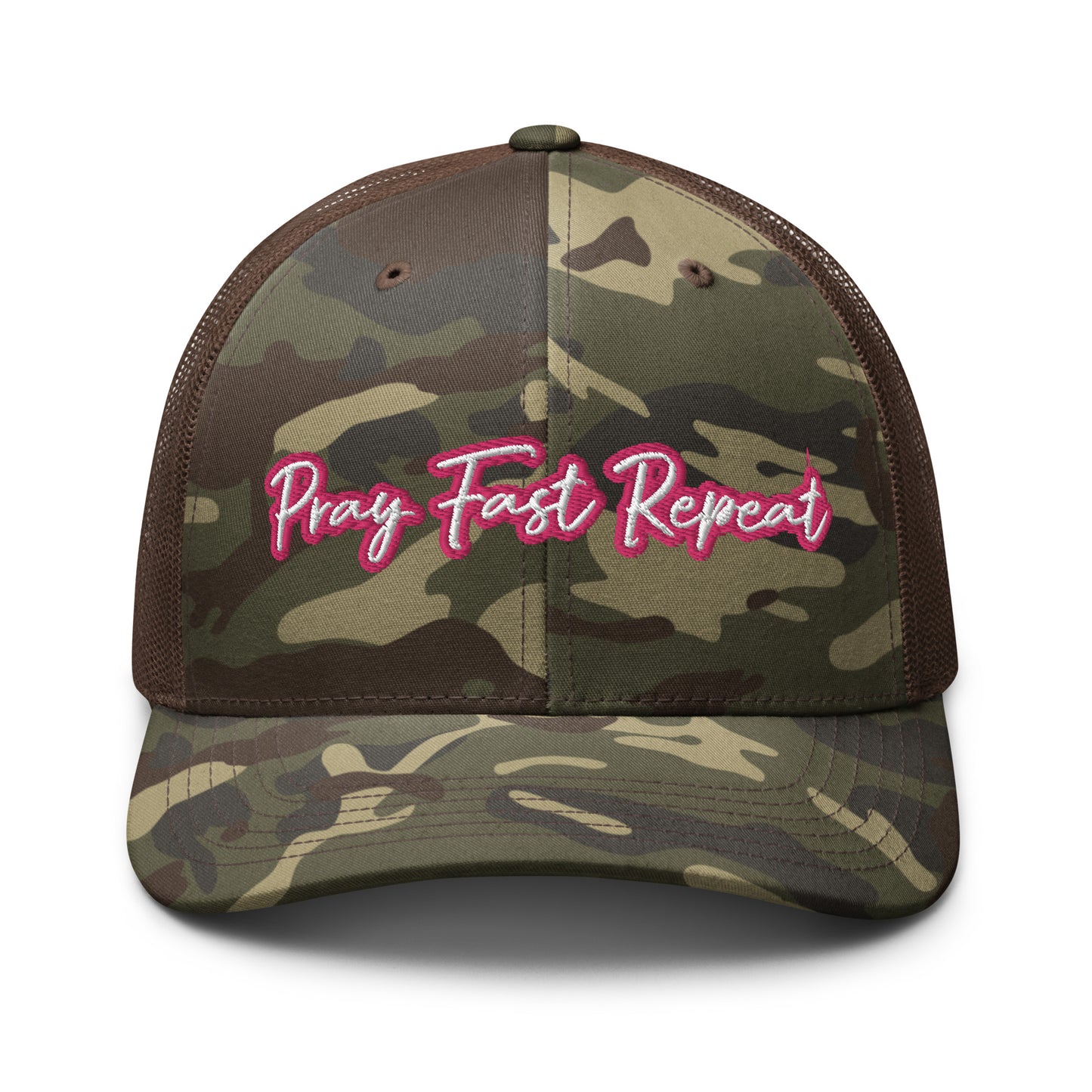 Pray Fast Repeat Camouflage Trucker Hat