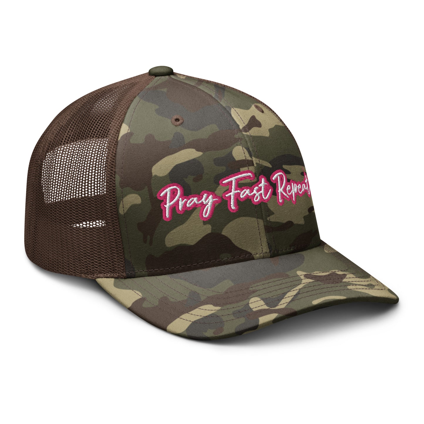 Pray Fast Repeat Camouflage Trucker Hat