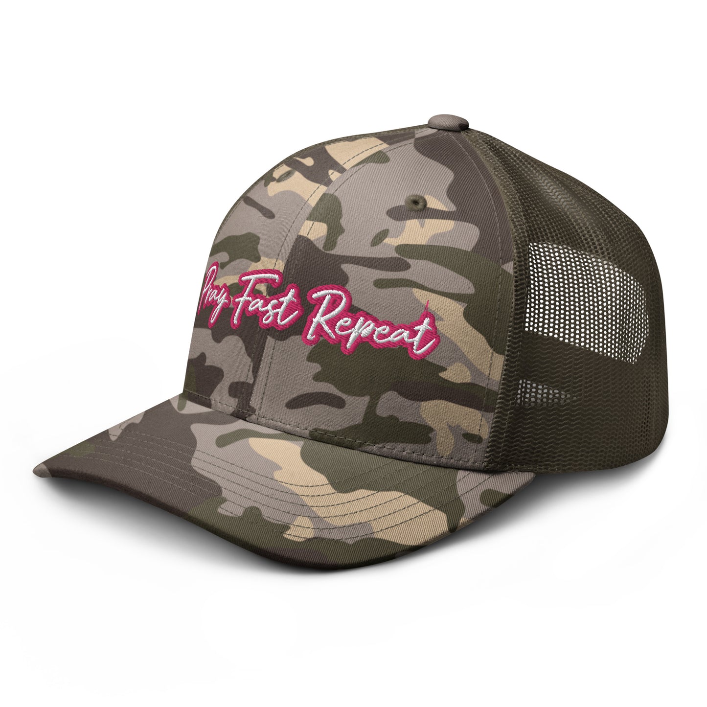 Pray Fast Repeat Camouflage Trucker Hat